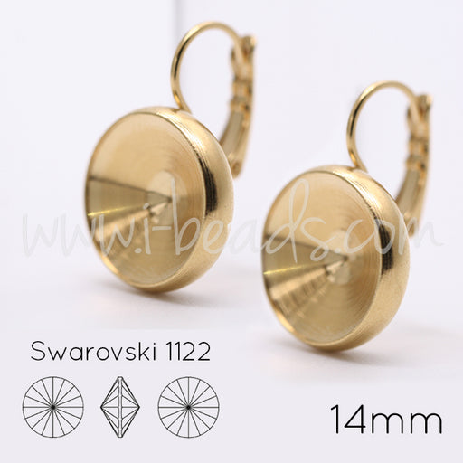 Ohrringfassung für Swarovski 1122 Rivoli 14mm gold-plattiert (2)