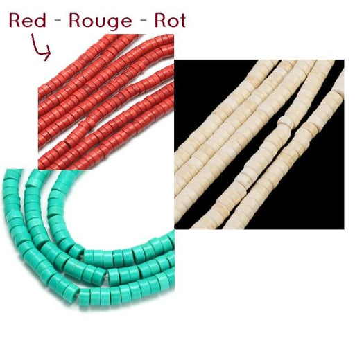 Kaufen Sie Perlen in Deutschland Heishi Beads Red türkis rekonstituierten Backstein 4x2mm 39cm (verkauft; 1 Strang)