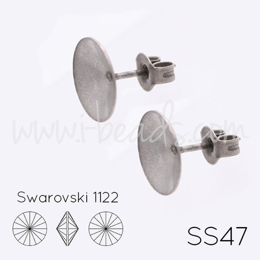 Kaufen Sie Perlen in Deutschland Vertiefte Ohrsteckerfassung für Swarovski 1122 Rivoli SS47 antik silber-plattiert (2)