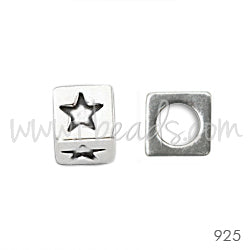 Sterling Silber 4,5mm Würfelperle Stern mit Lochgrösse 3mm (1)