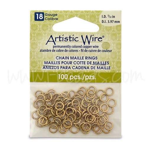 Kaufen Sie Perlen in Deutschland Beadalon 100 artistic draht chain-maille-ringe vermessingt mit anlaufschutz 18 kaliber 3.97mm (1)