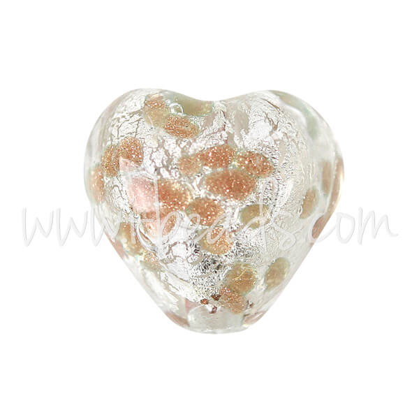 Murano Glasperle Herz Gold und Silber 10mm (1)