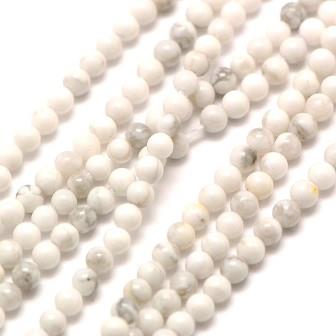 Natürlicher Howlith, runde Perlen, 2 mm, Loch: 0,8 mm, ca. 184 Perlen (Verkauf 1 strang)