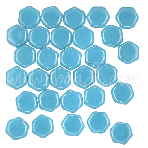Kaufen Sie Perlen in Deutschland Honeycomb Perlen 6mm blue turquoise shimmer (30)