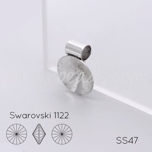 Kaufen Sie Perlen in Deutschland Vertiefte Anhängerfassung für Swarovski 1122 Rivoli SS47 antik silber-plattiert (1)