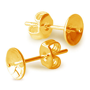 Kaufen Sie Perlen in Deutschland Ohrstecker mit Aufsatz für 8mm Perlen Goldfarben (2)