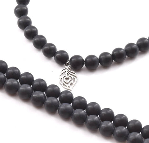 Kaufen Sie Perlen in Deutschland Mattschwarzer Onyx runder perlenstrang 8mm -38cm -46 perlen (1)