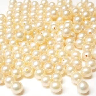 Kaufen Sie Perlen in Deutschland halbgebohrte Natürliche Süßwasserperle cream, 4 mm (2)