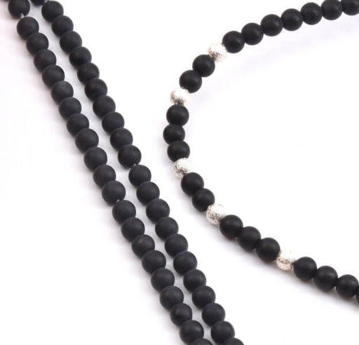 Kaufen Sie Perlen in Deutschland Mattschwarzer Onyx runder perlenstrang 4.5mm -38cm -92 perlen (1)