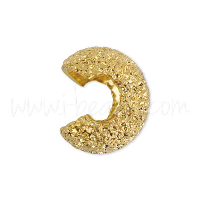 14 Quetschperlenabdeckungen Glitter Goldfarben 4mm (14)
