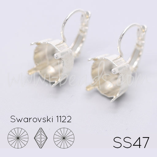 Kaufen Sie Perlen in Deutschland Ohrringfassung für Swarovski 1122 Rivoli SS47 silber-plattiert (2)