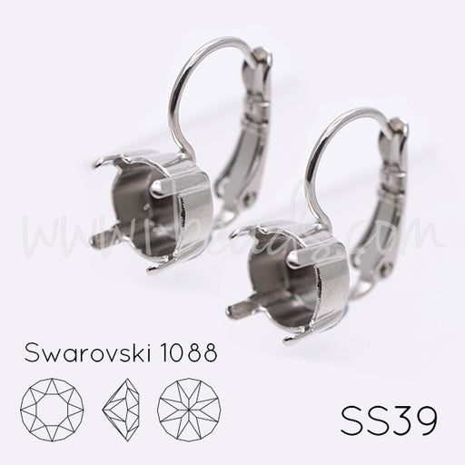 Ohrringfassung für Swarovski 1088 SS39 Rhodium (2)