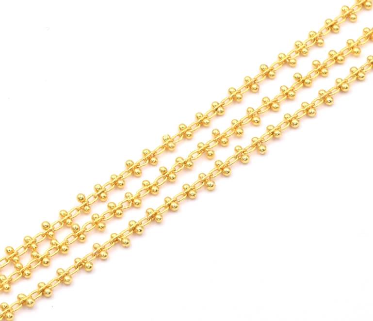 Hochwertige goldene Farb kette - 1 mm Perlen - ethnischer Stil (50 cm)
