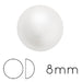 Runder Cabochon Preciosa Weiß 8mm (4)