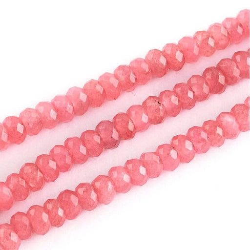 Kaufen Sie Perlen in Deutschland Facettierte Jade Rondelle Perle gefärbt Rosa 4x2mm (1 Strang - 35cm)